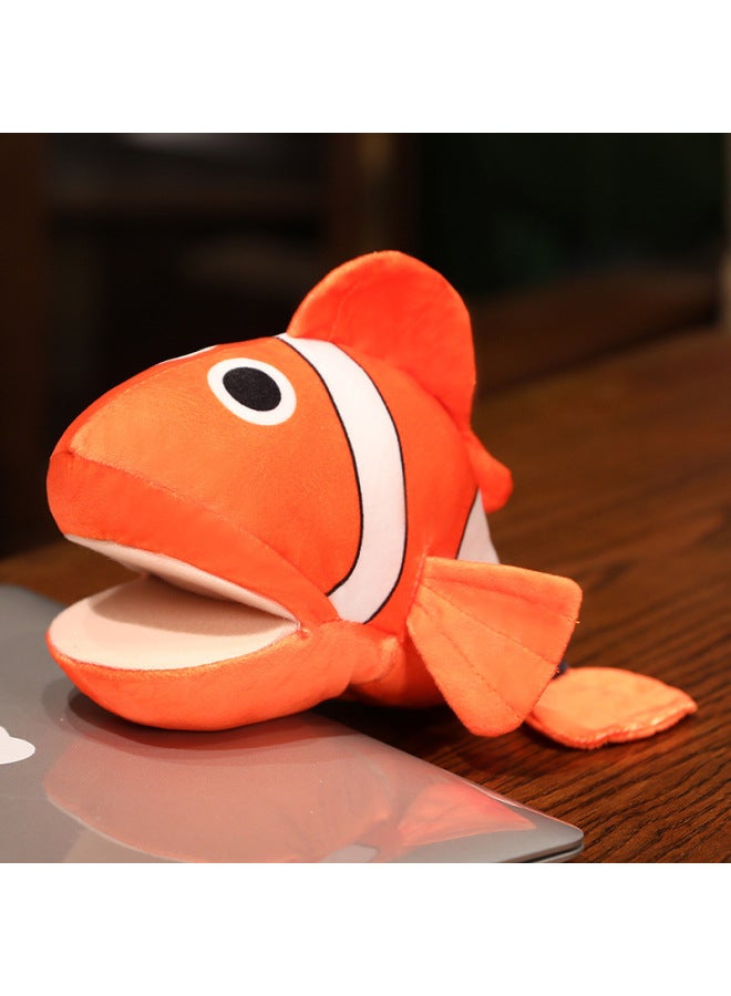 Ocean Shark Puppet Toy Clown Fish Gloves Doll Open Mouth Baby Early Education Parent-child Interactive Performance Props-Color:Clownfish Puppet 25cm-Height:Brief Description  - Image 1
