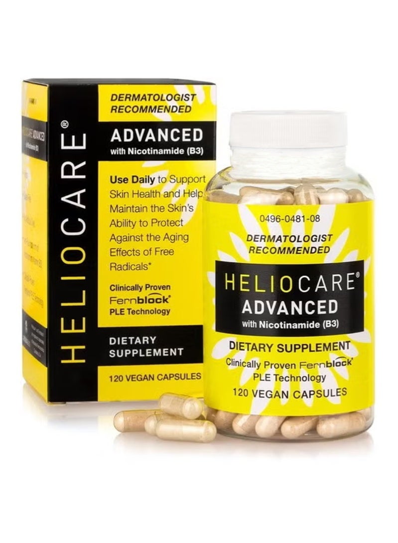 Heliocare Advanced Nicotinamide B3 Supplement: Niacinamide 500mg and Fernblock PLE Extract 240mg Per Serving - Supports Skin Cell Health W/Antioxidant Rich Vitamin B3 Niacin - 120 Vegan Capsules - Image 1