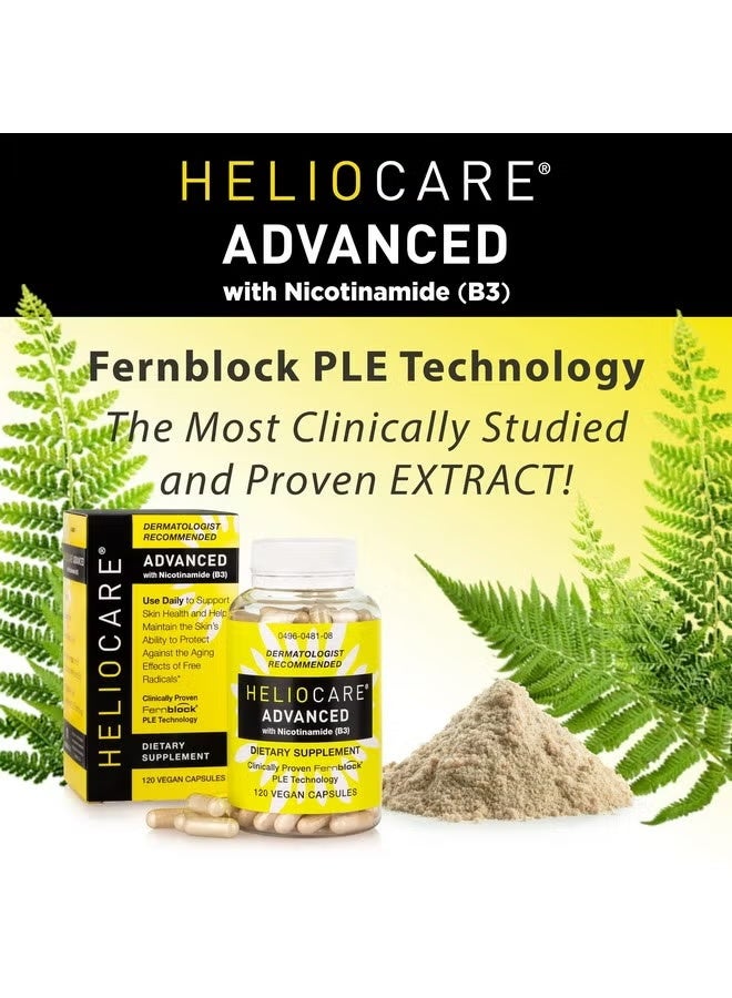 Heliocare Advanced Nicotinamide B3 Supplement: Niacinamide 500mg and Fernblock PLE Extract 240mg Per Serving - Supports Skin Cell Health W/Antioxidant Rich Vitamin B3 Niacin - 120 Vegan Capsules - Image 3