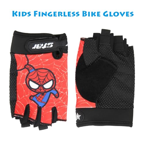 Miokkley Girls Fingerless Bike Gloves, Spider Superhero Sport Gloves for Children Monkey Bars Climbing Gloves Cycling Biking Fishing (Pink, Small for 5-8 Y) - Image 2