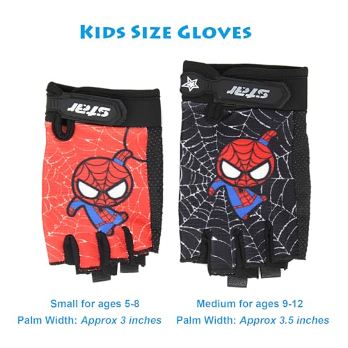 Miokkley Girls Fingerless Bike Gloves, Spider Superhero Sport Gloves for Children Monkey Bars Climbing Gloves Cycling Biking Fishing (Pink, Small for 5-8 Y) - Image 5