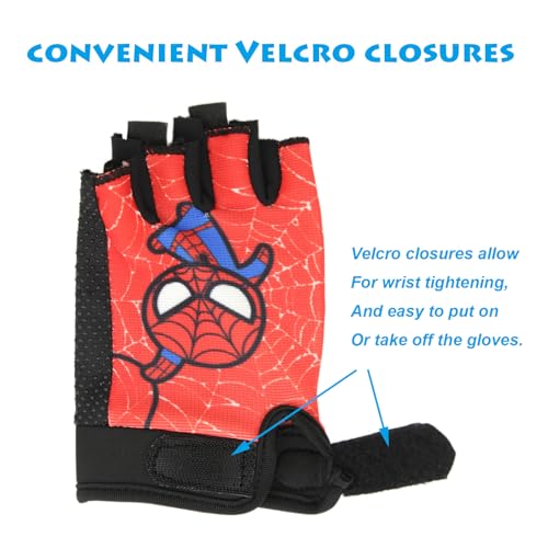 Miokkley Girls Fingerless Bike Gloves, Spider Superhero Sport Gloves for Children Monkey Bars Climbing Gloves Cycling Biking Fishing (Pink, Small for 5-8 Y) - Image 4