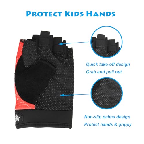 Miokkley Girls Fingerless Bike Gloves, Spider Superhero Sport Gloves for Children Monkey Bars Climbing Gloves Cycling Biking Fishing (Pink, Small for 5-8 Y) - Image 3