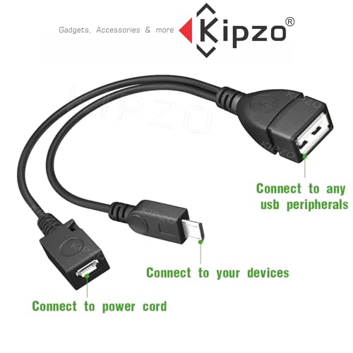 KIPZO® New 2 in 1 Micro USB Y Splitter Cable, Micro USB 2.0 Male to USB Female with USB OTG Hosting to Power up OTG Device not for Charging Phone - Image 3