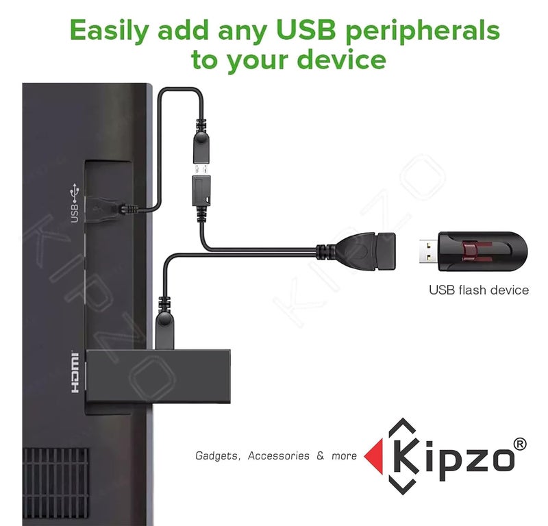 KIPZO® New 2 in 1 Micro USB Y Splitter Cable, Micro USB 2.0 Male to USB Female with USB OTG Hosting to Power up OTG Device not for Charging Phone - Image 2
