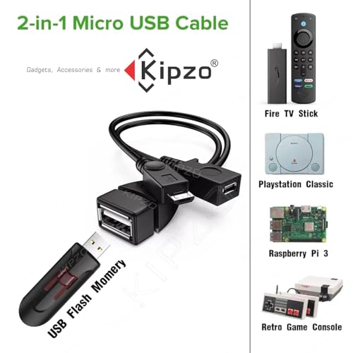 KIPZO® New 2 in 1 Micro USB Y Splitter Cable, Micro USB 2.0 Male to USB Female with USB OTG Hosting to Power up OTG Device not for Charging Phone - Image 5