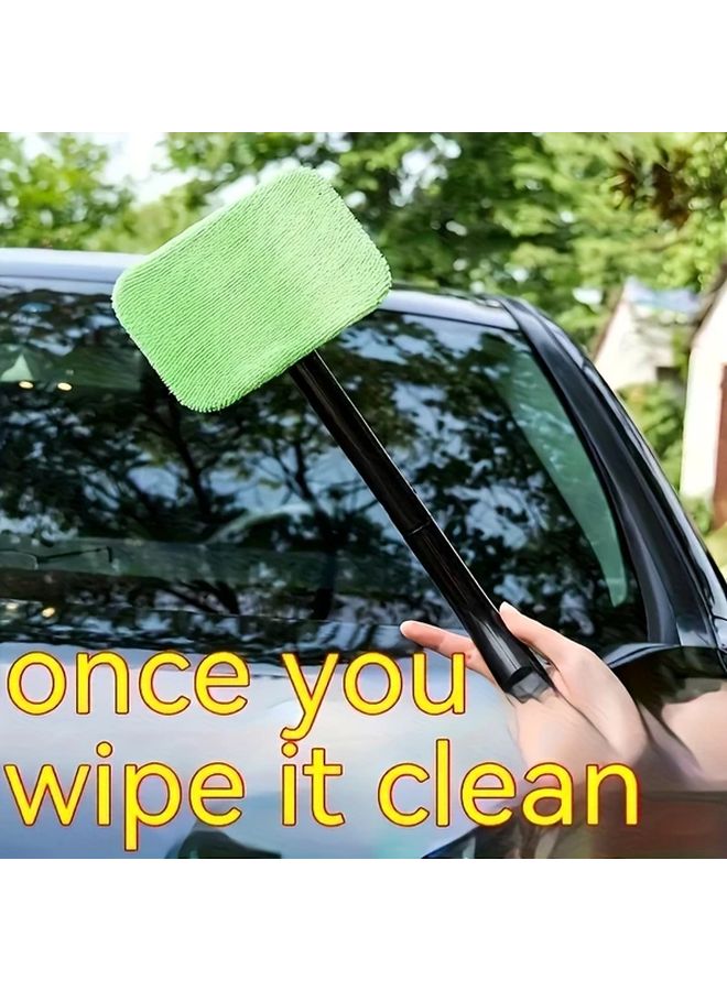 Black Car Cleaning Brush Extra Long Soft Bristle Windshield Water Scraper Dual Purpose 1pc - Image 3