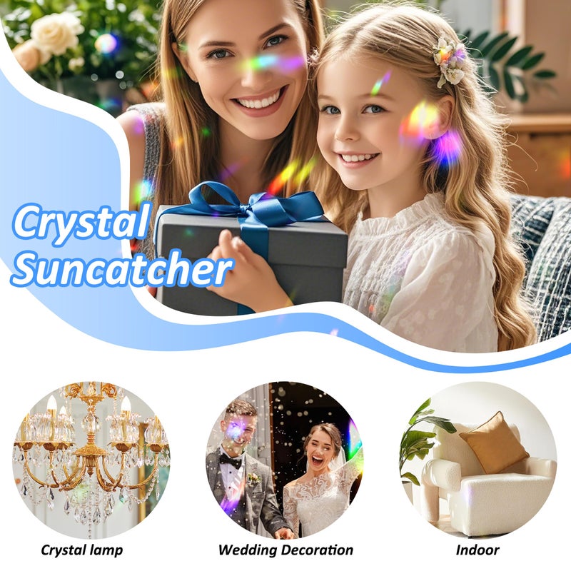 WASTROYAL 10pcs Crystal Sun Catcher, 38mm Hanging Teardrops Crystals Chandelier Parts Prisms Pendants with Hook Crystal Christmas Ornaments for Christmas Tree Decorations Home Decor (AB Coating) - Image 4