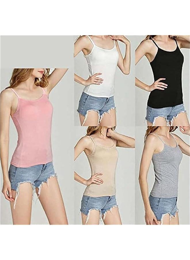 Generic - Tank Tops with Built-in Bra,Womens Adjustable Strap Stretch Cotton Camisole with Built-in Padded Shelf Bra (2XL, Caramel) - Image 1