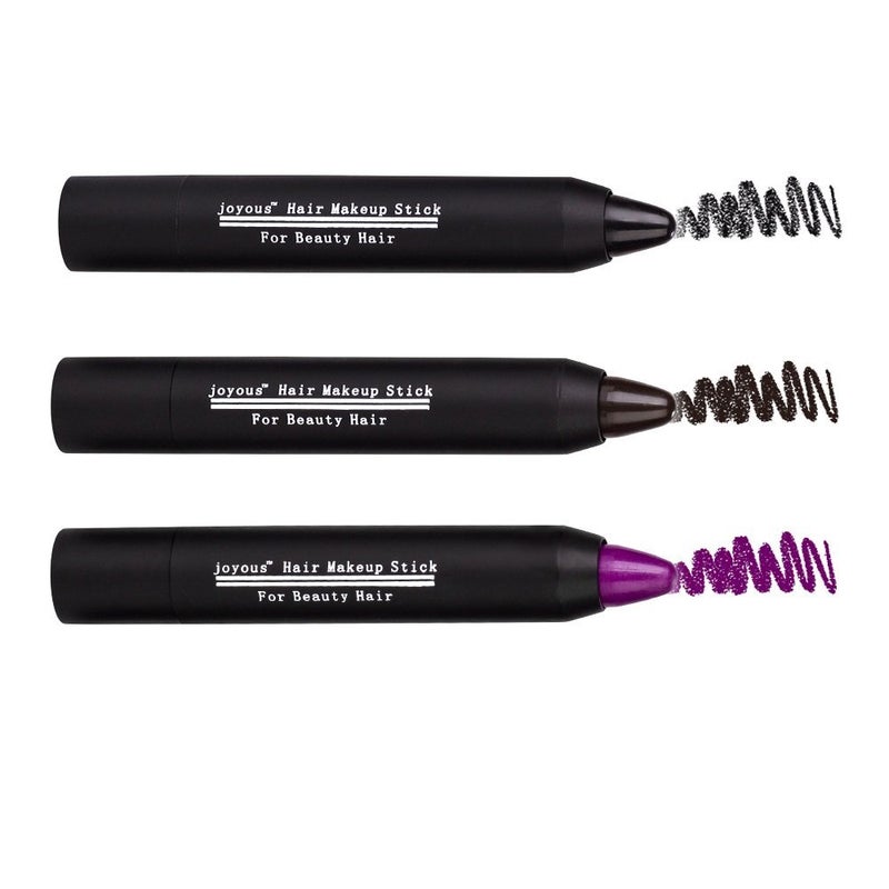 Joyous Professional Hair Chalk Temporary Hair Dye Non-toxic Hair Color Crayon Cover White Hair Color Patch (3packs-black-dark Brown-purple) - Image 3