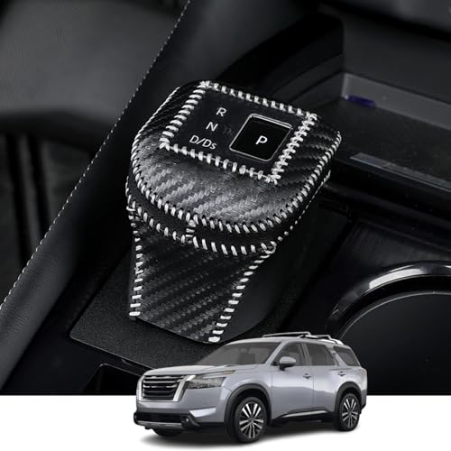 Kakash Custom Interior Accessories for Nissan Pathfinder 2022 2023 Leather Automatic Gear Shift Knob CoverTransimission Boots Shift Lever Leather SheathCarbon Fiber Style - Image 1