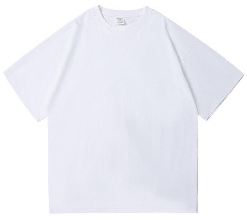 300G Pure Cotton T-Shirt For Men And Women, Heavyweight, Thick, Opaque, Loose, American Style, Off-Shoulder, Large Size, Pure Color Half-Sleeved Top - Image 1