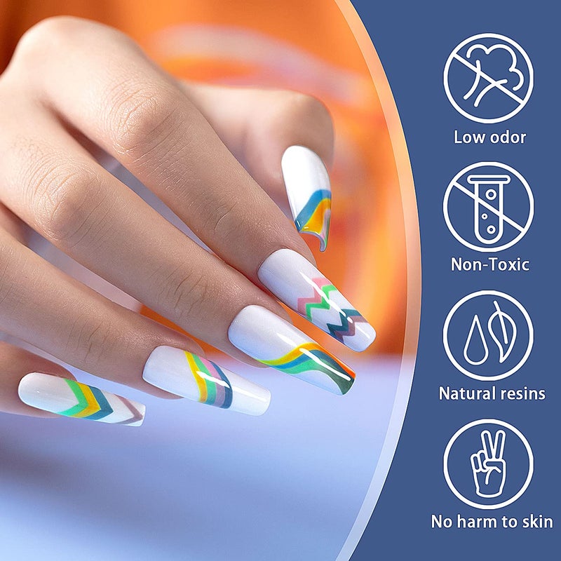 RARJSM Temperature Color Changing Painted Line Art Gel Nail Polish Set,12 Colors Mood Changing Gel Polish Pink Orange Red Blue Green Purple for Fall Winter Nail Art DIY Design Curing Required 8ml - Image 2