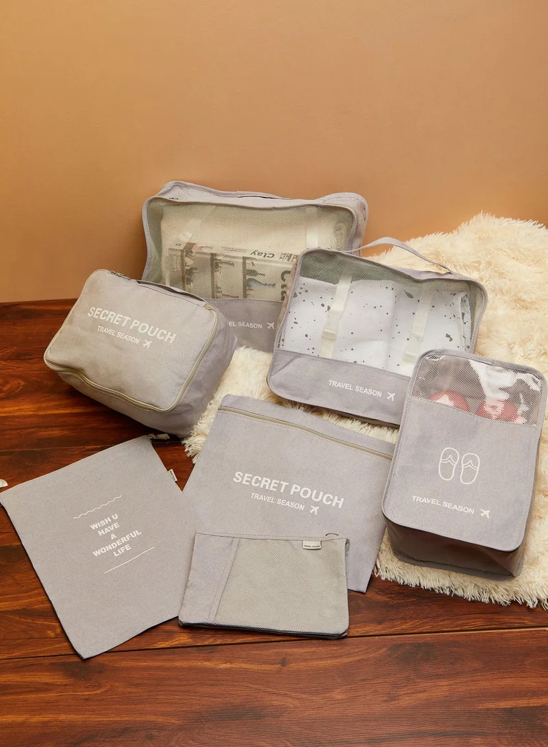AURORA Grey Set Of 7 Travel Packing Bags
