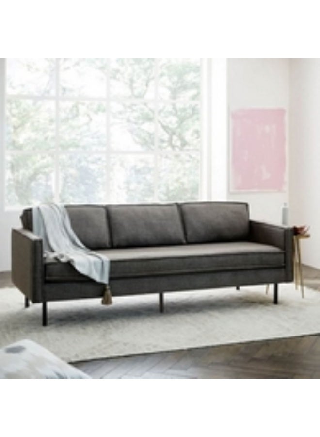 Homzmart Swedish Wood and Linen 3 Seaters Sofa - Brown - Image 2