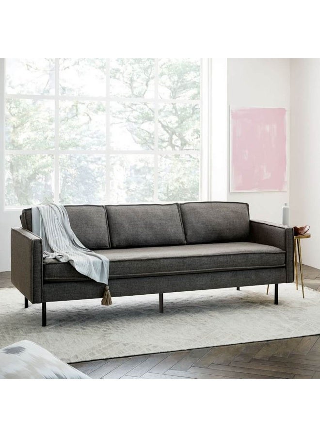 Homzmart Swedish Wood and Linen 3 Seaters Sofa - Brown - Image 1