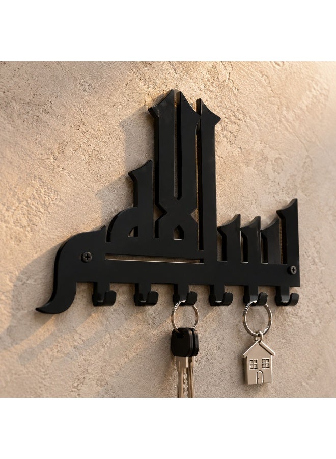 سلاسة خطاف حائط أكريليك من SLASA بسم الله بخط كوفي، ديكور جداري إسلامي للمنزل، 60 × 43 سم، أسود - Image 5