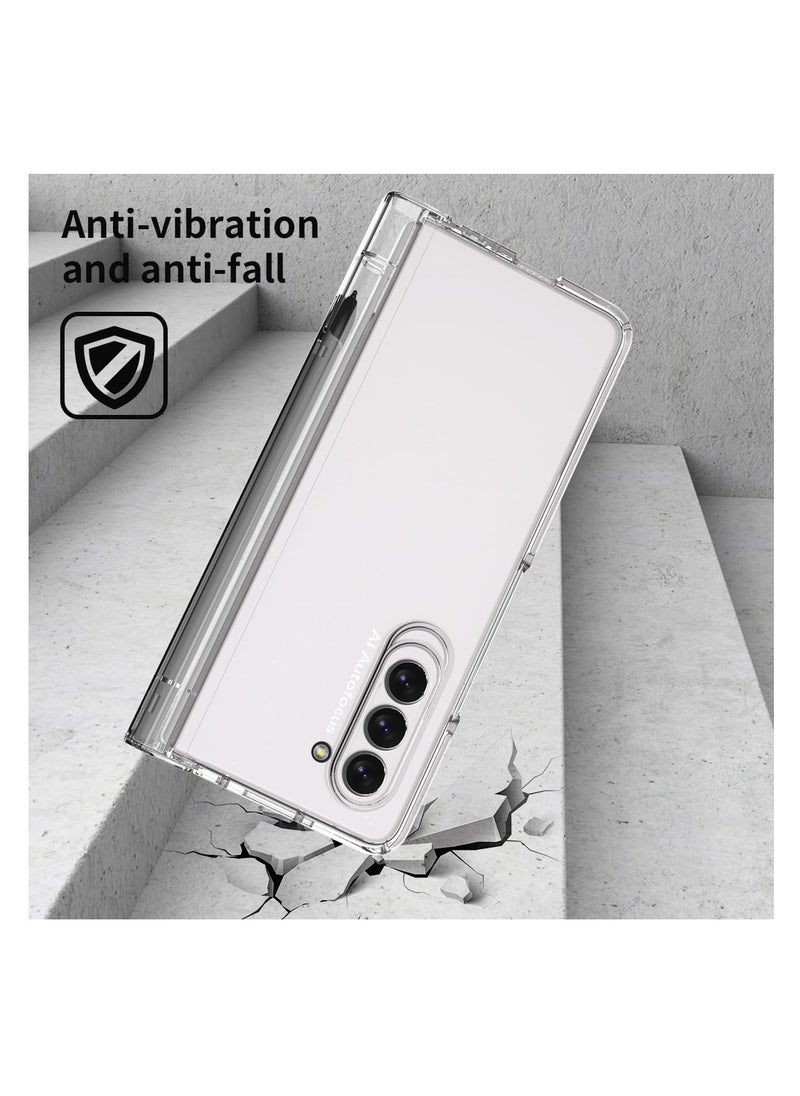 Aookay - Protective Case for Samsung Galaxy Z Fold 6 with Pen and Pen Holder, Hinge Protective Case with Built-in Screen Protector, Ultra-thin Shockproof Protective Case for Z Fold 6 [Not Original Pen] (Clear) - Image 1
