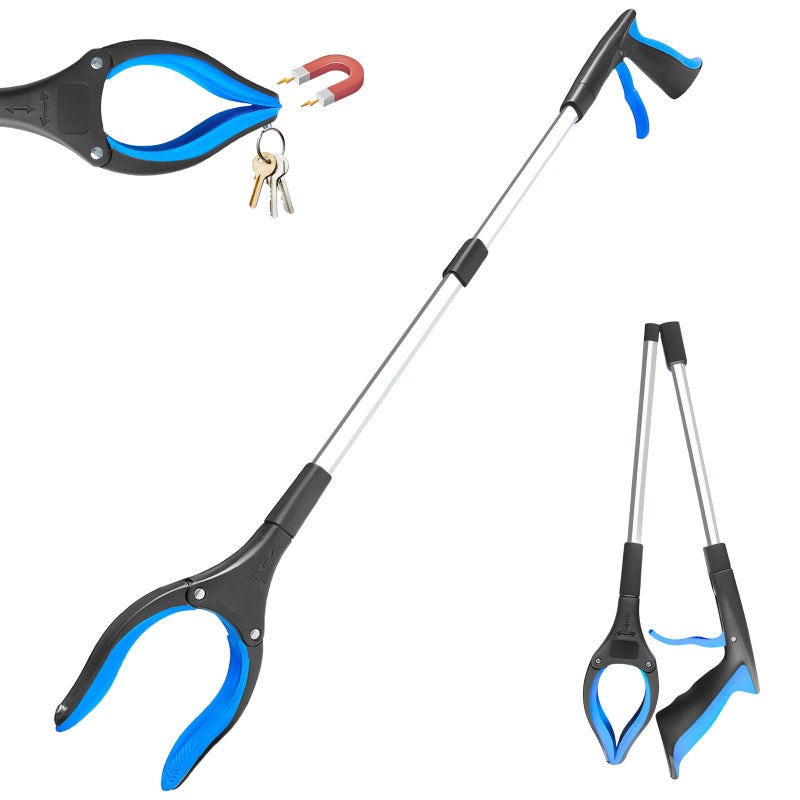 PECEBO 32" Grabber Reacher Tool, 1-Pack Foldable Reacher Grabber Pickup Tool with 360Â° Anti-Slip Rotating Jaw & Magnet, Mobility Aid Reaching Assist Tool for Trash Pick Up, Lightweight Grabber Tool - Image 1