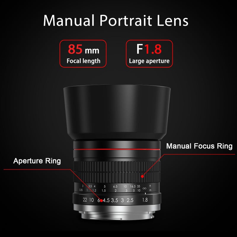 BENOISON 85mm f1.8 Portrait Lens - EF Lens for Canon, Medium Telephoto Lenses (Manual Focus) for Canon EOS Rebel T8i T7i T7 T6 T6s T6i SL3 SL2 90D 80D 77D 4000D EOS-1D X Mark III/II, 5D Mark IV, 6D Mark II etc - Image 2