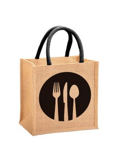 Kuber Industries Kuber Industries Shopping Bag|Jute Eco-Friendly & Reusable Grocery Bag|Hand Bag with Zip & Handle for Daily Use|13x12 inch (Brown)  - Image 1