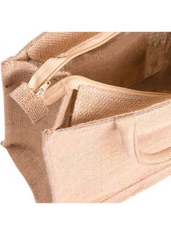 Kuber Industries Kuber Industries Shopping Bag|Jute Eco-Friendly & Reusable Grocery Bag|Hand Bag with Zip & Handle for Daily Use|13x12 inch (Brown)  - Image 4