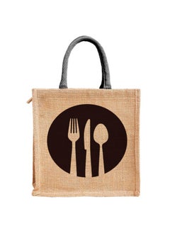Kuber Industries Kuber Industries Shopping Bag|Jute Eco-Friendly & Reusable Grocery Bag|Hand Bag with Zip & Handle for Daily Use|13x12 inch (Brown)  - Image 2