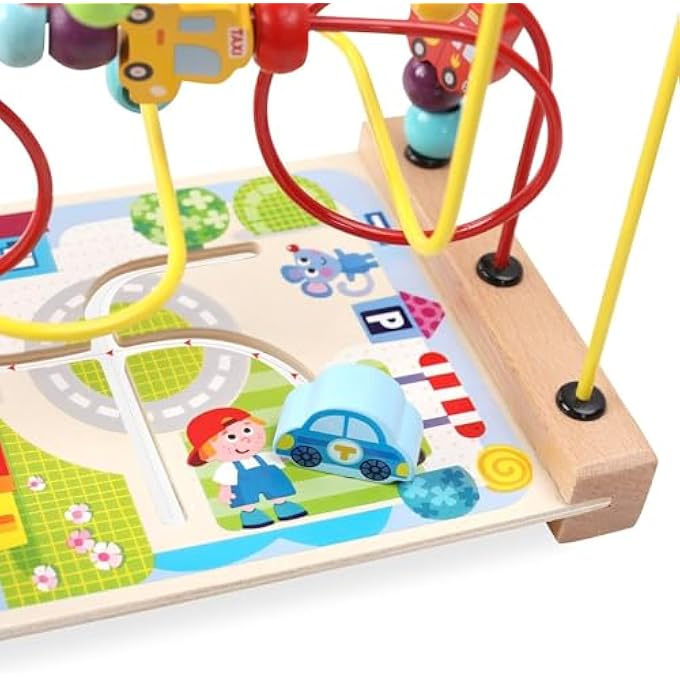WOODEN BEAD MAZE TOYS, BEADS FOR TODDLERS, TRANSPORTATION BEAD TOY KIDS ROLLER COASTER PRESCHOOL EDUCATIONAL TOYS, SENSORY LEARNING TOYS, BIRTHDAY GIFTS FOR TODDLERS - Image 4