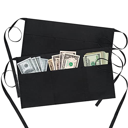 BOHARERS Waist Apron with 3 Pockets - Black Waitress Waiter Server Short Aprons,2 Pack Black - Image 1