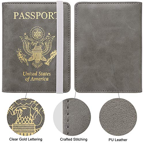 WALNEW Passport Holder for Travel, RFID Passport Cover Wallet for Women Men, PU Leather Passport Book Card Holder Case with Pen, Travelling Essentials for Flying - Image 2