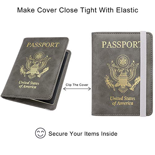 WALNEW Passport Holder for Travel, RFID Passport Cover Wallet for Women Men, PU Leather Passport Book Card Holder Case with Pen, Travelling Essentials for Flying - Image 5