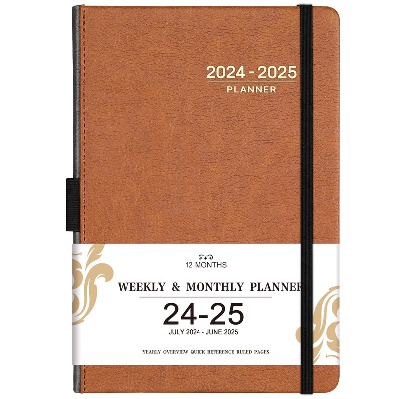 Lemome Academic Planner 2024-2025 - Weekly & Monthly, July 2024 - June 2025, 5.85'' x 8.5'', Leather Cover with Pen Holder & Bookmarks - Image 1
