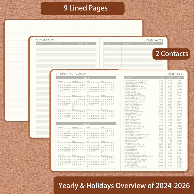 Lemome Academic Planner 2024-2025 - Weekly & Monthly, July 2024 - June 2025, 5.85'' x 8.5'', Leather Cover with Pen Holder & Bookmarks - Image 5