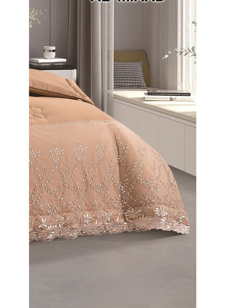 مارك مفرش نفرين فخم ملكي عرائسي نفرين بتصميم الدانتيل من خامه الميكروفايبر مقاس 240*260 سم - Image 3
