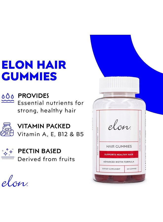 Elon Hair Gummies Cherry Flavor for Adults 60 Count - Image 2