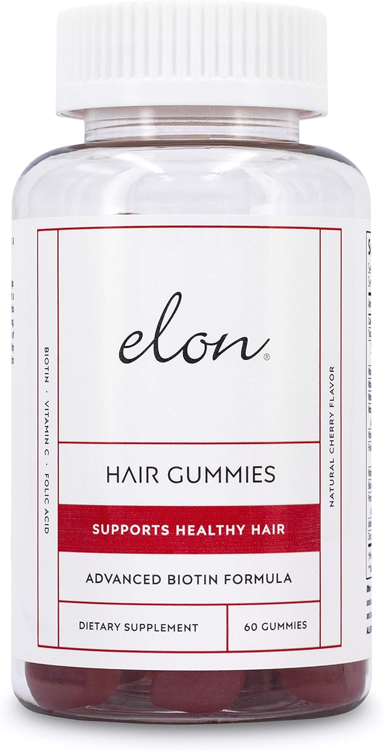 Elon Hair Gummies Cherry Flavor for Adults 60 Count - Image 1