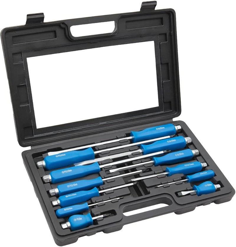 ROTATION 12PCS Magnetic Go-Thru Screwdriver Set, 6 Phillips and 6 Flat Head Tips Screwdriver for Fastening, Chiseling and Loosening Seized Screws, Multi-purpose Budget Set - Image 1