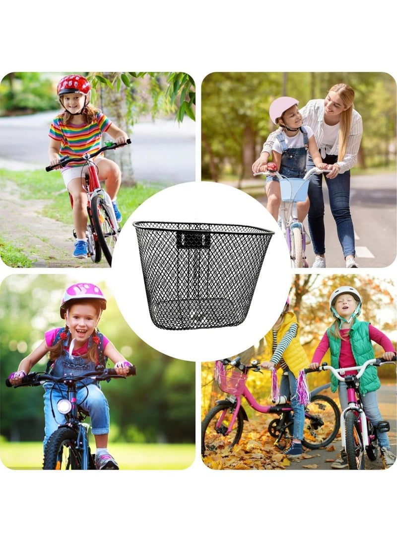 Kids Bicycle Metal Basket, Black, Front Mounted with Fittings & Screws - Image 3