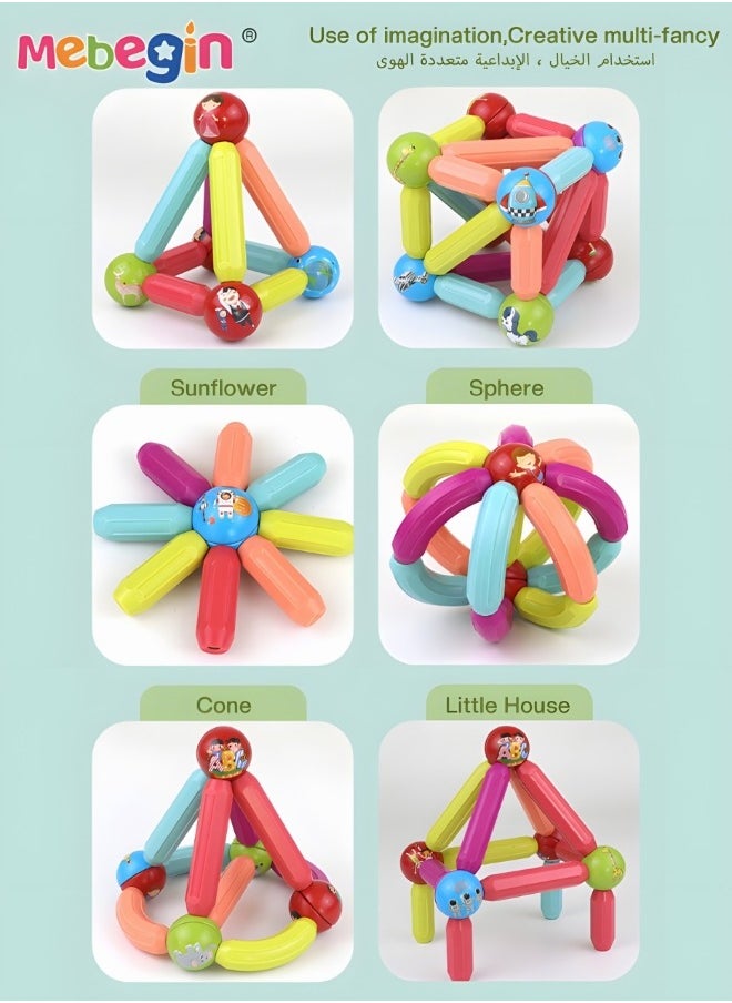 MEBEGIN 36 Piece Magnetic Ball and Rods Set, Magnetic Sticks Toys, DIY Building Blocks Sticks, Colorful Building Sticks, 3D Stacking Construction Toys, Creative Educational Construction Toy, Perfect Teamwork Toys, Ideal Gift for Kids Aged 3+  - Image 4