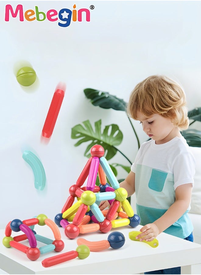 MEBEGIN 36 Piece Magnetic Ball and Rods Set, Magnetic Sticks Toys, DIY Building Blocks Sticks, Colorful Building Sticks, 3D Stacking Construction Toys, Creative Educational Construction Toy, Perfect Teamwork Toys, Ideal Gift for Kids Aged 3+  - Image 1