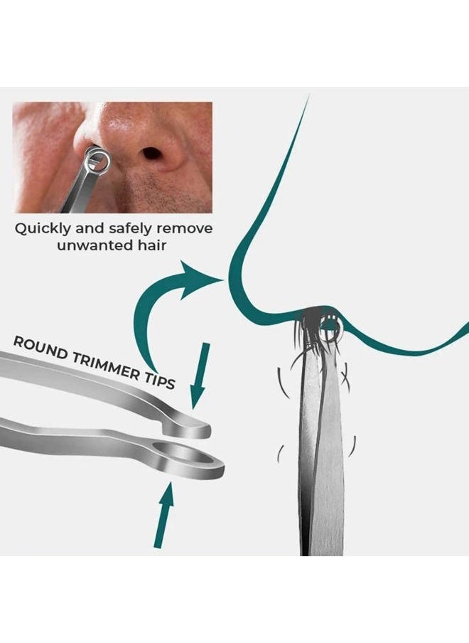 Universal Nose Hair Trimming Tweezers, Stainless Steel Eyebrow Trimmer, Friendly Round Tip, No Mirror Needed Easy Cut, for Noses, Sideburns, Brow, Body