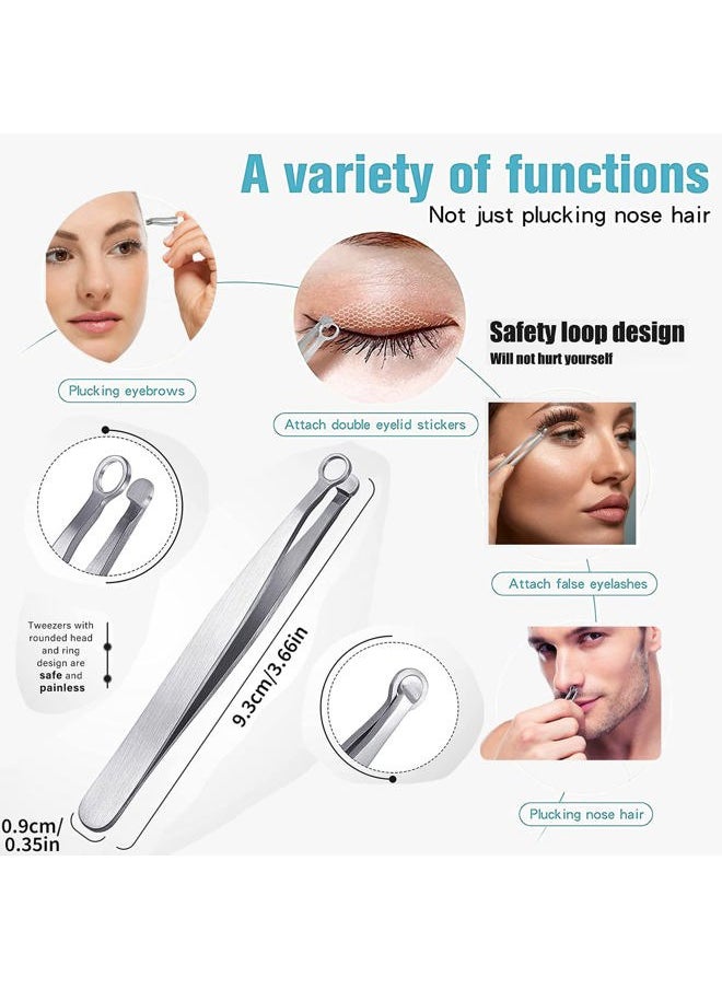 Universal Nose Hair Trimming Tweezers, Stainless Steel Eyebrow Trimmer, Friendly Round Tip, No Mirror Needed Easy Cut, for Noses, Sideburns, Brow, Body