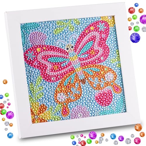 ZALIAFEI Butterfly Diamond Art Kits for Kids Gem Art for Holiday Gem Art Kits for Girls Birthday Gift Arts and Crafts for Ages 8 10 12 - Image 1