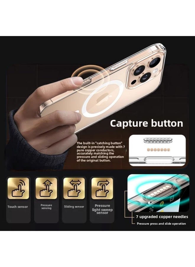 Generic - For Iphone 16promax Mobile Phone Case Transparent For Iphone16Magsafe Smart Magnetic Mobile Phone Case-Color:Magnetic-AI Button-Transparent Shell-Applicable Model:For Iphone 16Promax - Image 1