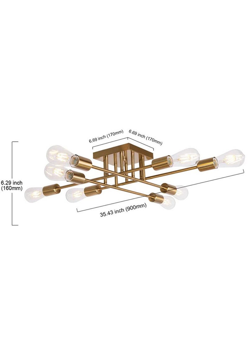 Momozone Wrought iron ceiling lamp friction-resistant and rust-resistant gold 8 lights medieval industrial metal semi-recessed ceiling lamp suitable for bedroom dining room living room kitchen corridor  office  - Image 2