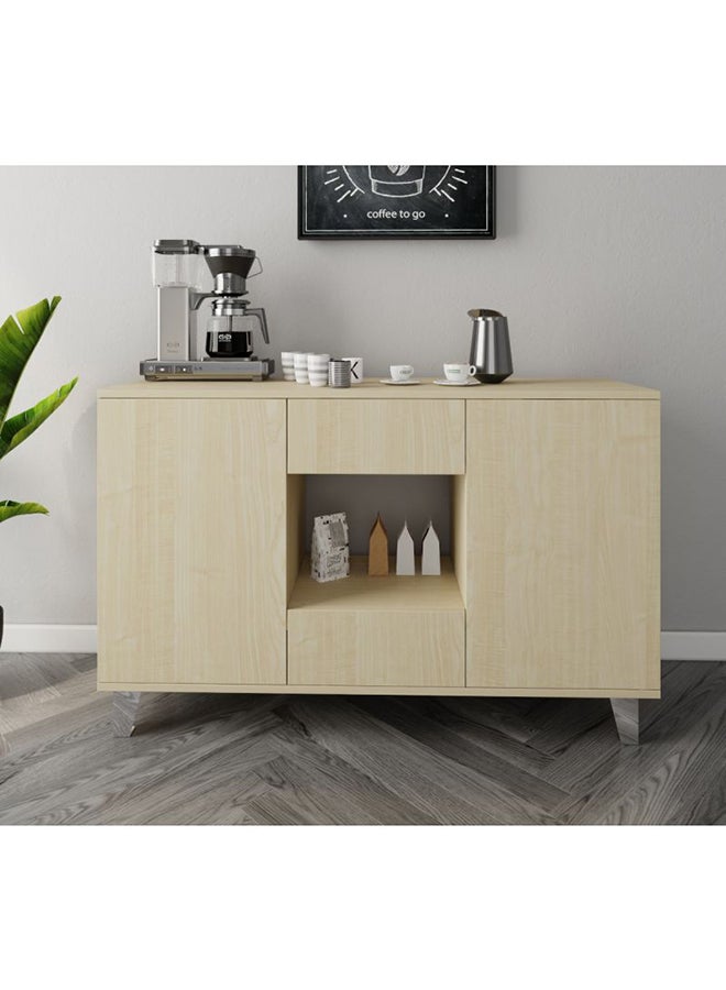 Al Home Beige Coffee Corner with Two Shelves and Two Sliding Drawers 100x38x90 cm  - Image 1