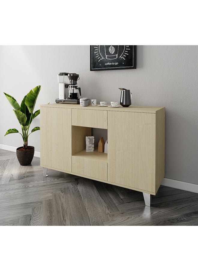 Al Home Beige Coffee Corner with Two Shelves and Two Sliding Drawers 100x38x90 cm  - Image 2