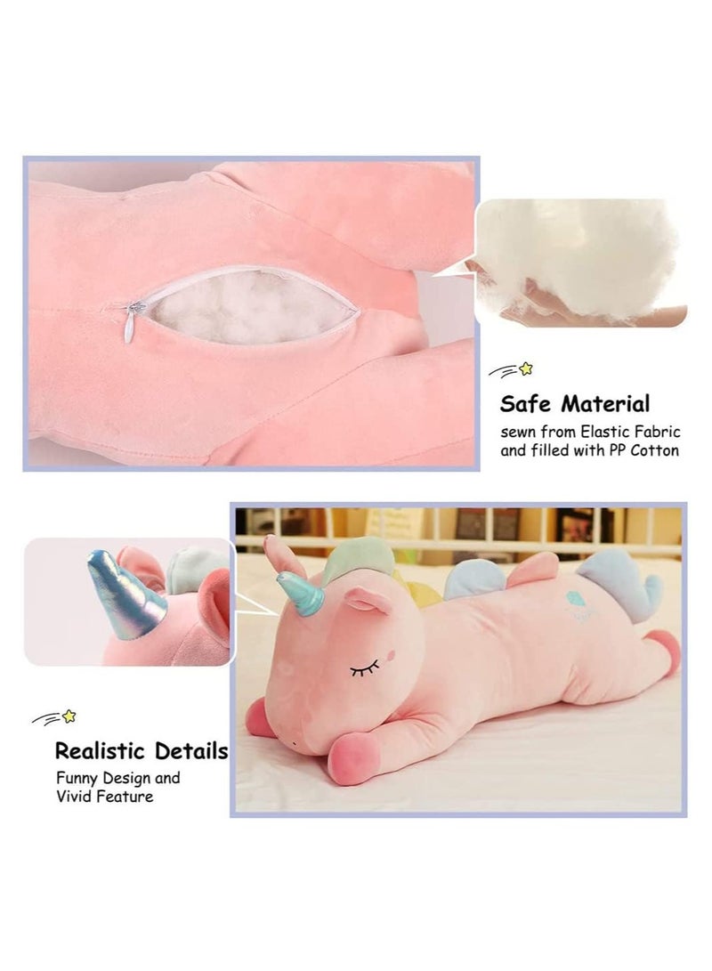 SYOSI Unicorn Plush Pillow Cute Giant Stuffed Unicorn Plush Doll Soft Animal Hugging Pillow Big Body Squishy Plushie Large Fluffy Pet Gifts for Kids Kawaii Toy for Girls Room Decor - Image 2