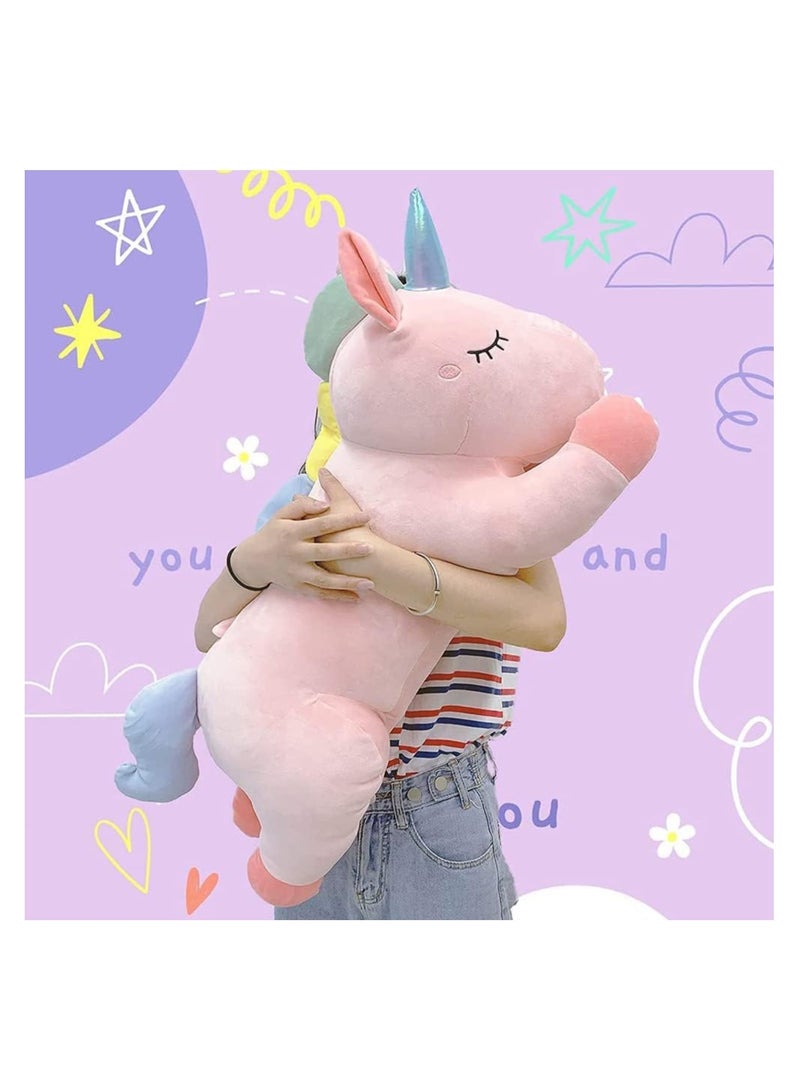 SYOSI Unicorn Plush Pillow Cute Giant Stuffed Unicorn Plush Doll Soft Animal Hugging Pillow Big Body Squishy Plushie Large Fluffy Pet Gifts for Kids Kawaii Toy for Girls Room Decor - Image 3