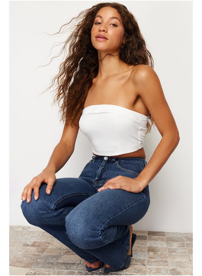 trendyol - Ecru Strapless Corset Crop Woven Blouse TWOSS23BZ00939 - Image 1